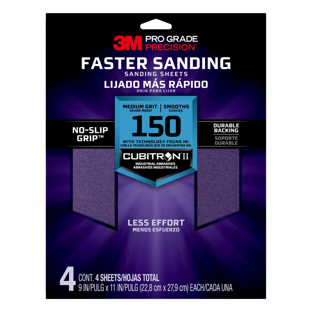 Pro Grade Precision 9 in. x 11 in. 150 Grit Medium Advanced Sanding Sheets (4-Pack)