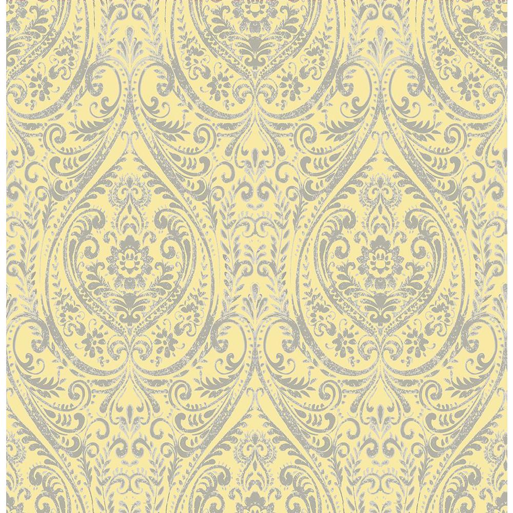 Gypsy Yellow Damask Wallpaper Sample