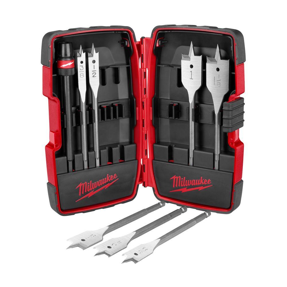 Milwaukee Assorted Flat Wood Boring Bit Kit (8Piece)49220175 The Home Depot