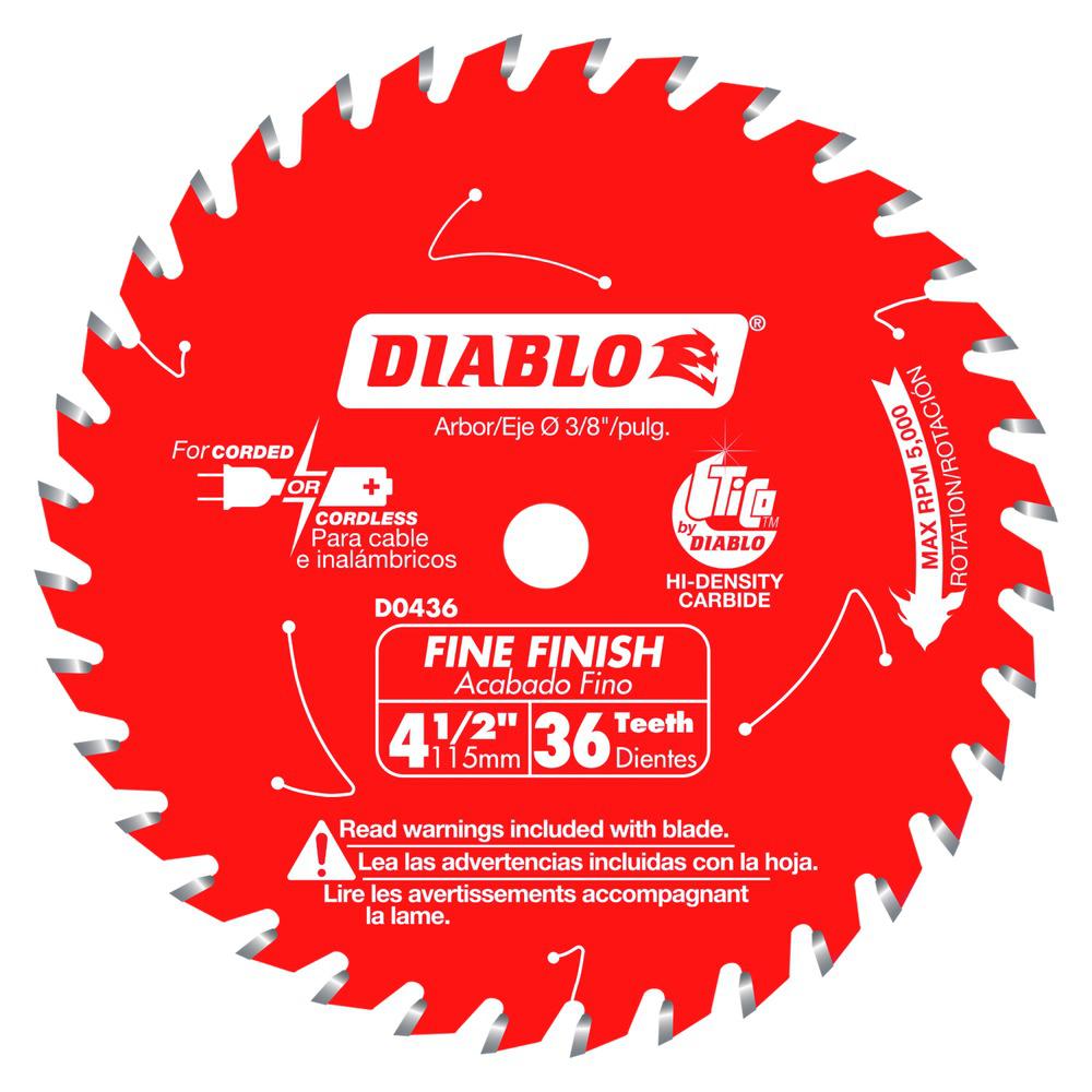 DIABLO 4-1/2 in. 36-Tooth Fine Finish Saw Blade-D0436X - The Home Depot