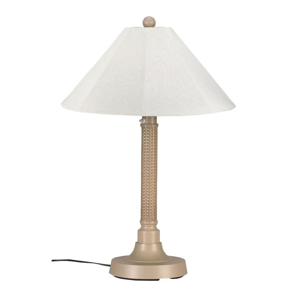 Patio Living Concepts Bahama Weave 34 In Mojavi Outdoor Table Lamp Patio Living Concepts Bahama Weave 34 In Mojavi Outdoor Table Lamp With Natural Linen Shade