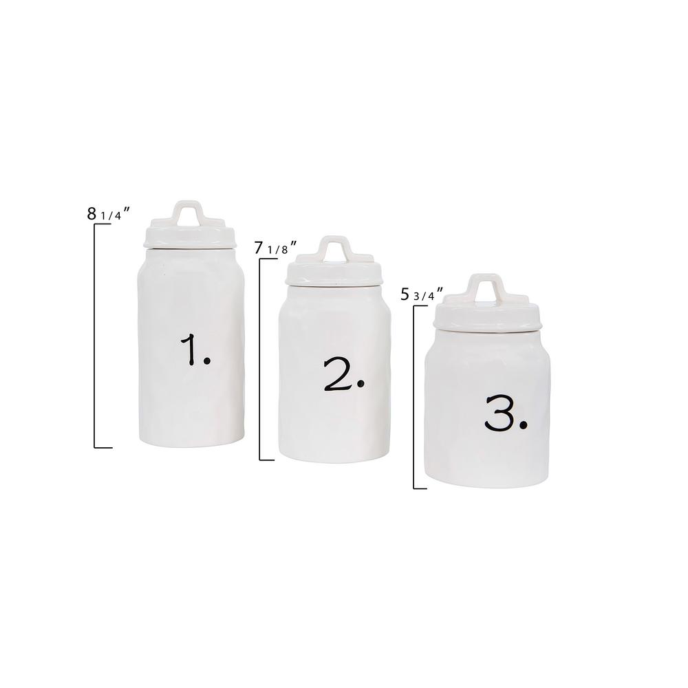 3R Studios White Ceramic Canisters with Numbers (Set of 3 Sizes) DA8643 ...
