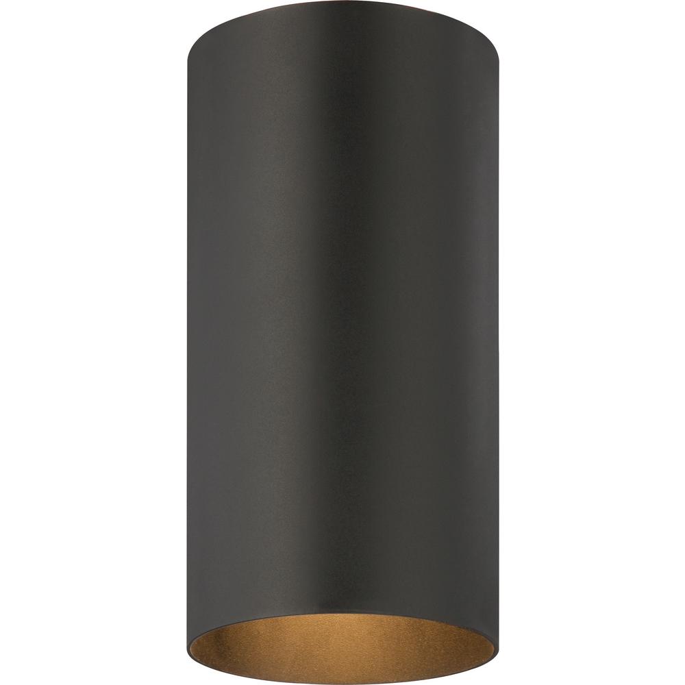 Volume Lighting 1 Light Indoor Or Outdoor Black Aluminum Flush Mount Cylinder Ceiling Fixture