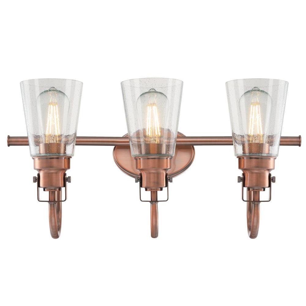 3 Light Copper Vanity Lighting Lighting The Home Depot