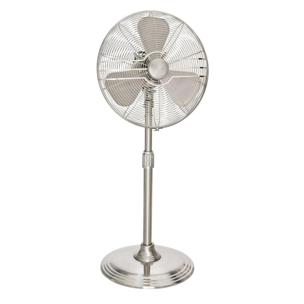 Hunter Retro 16 In Pedestal Fan With All Metal Construction In Brushed Nickel 90438 The Home Depot