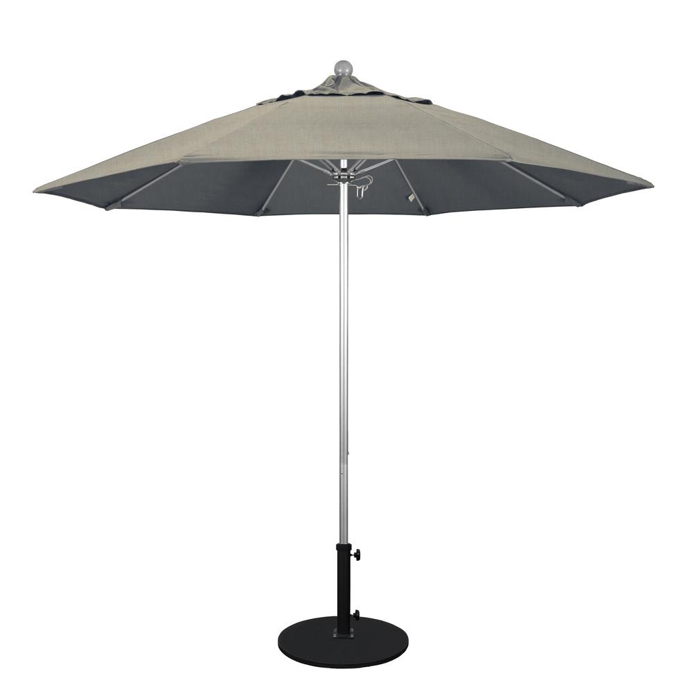 California Umbrella 9 Ft Outdoor Market Patio Umbrella Silver Anodized Aluminum Pole Fiberglass Ribs Push Lift In Sunbrella Alto908002 48032 The Home Depot