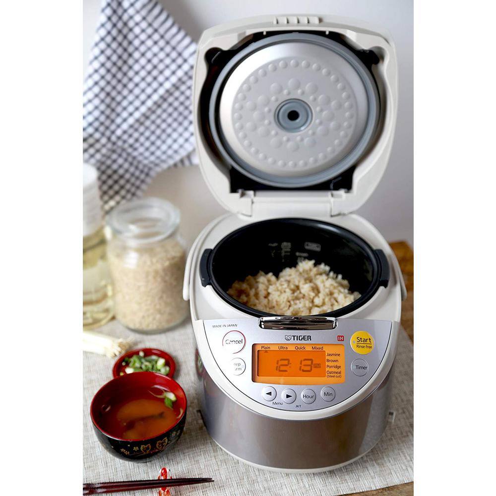 Tiger 5.5-Cup Beige Stainless Steel Rice Cooker with LCD Display JKT ...