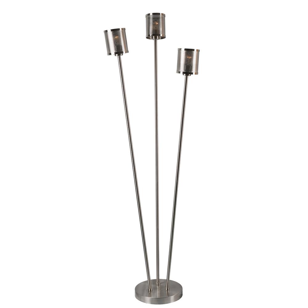 Kenroy Home Mesha 68 In Steel Torchiere With Brushed Shade Steel Torchiere With Brushed Shade