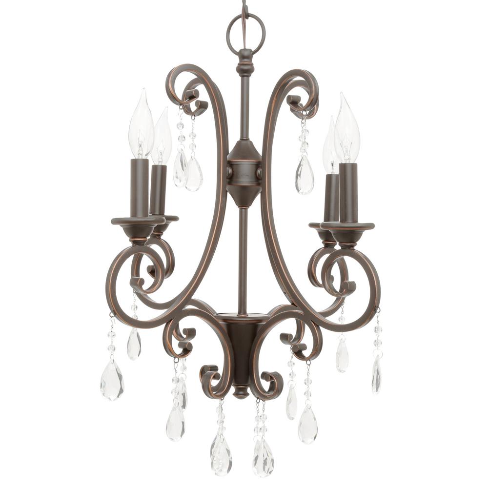 Hampton Bay 4 Light Oil Rubbed Bronze Crystal Small Chandelier - Oil Rubbed Bronze Traditional Chandeliers Hampton Bay 4 Light Oil Rubbed Bronze Crystal Small Chandelier - Oil Rubbed Bronze Traditional Chandeliers