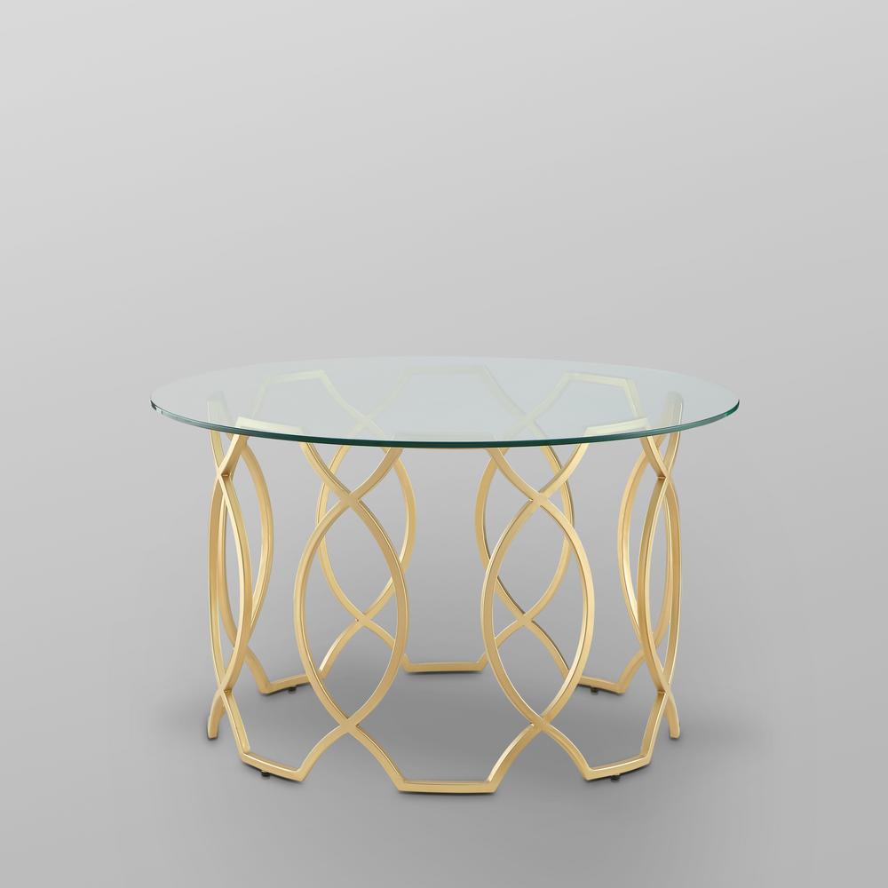 Nicole Miller Catalina Gold Coffee Table With Glass Top Nct126