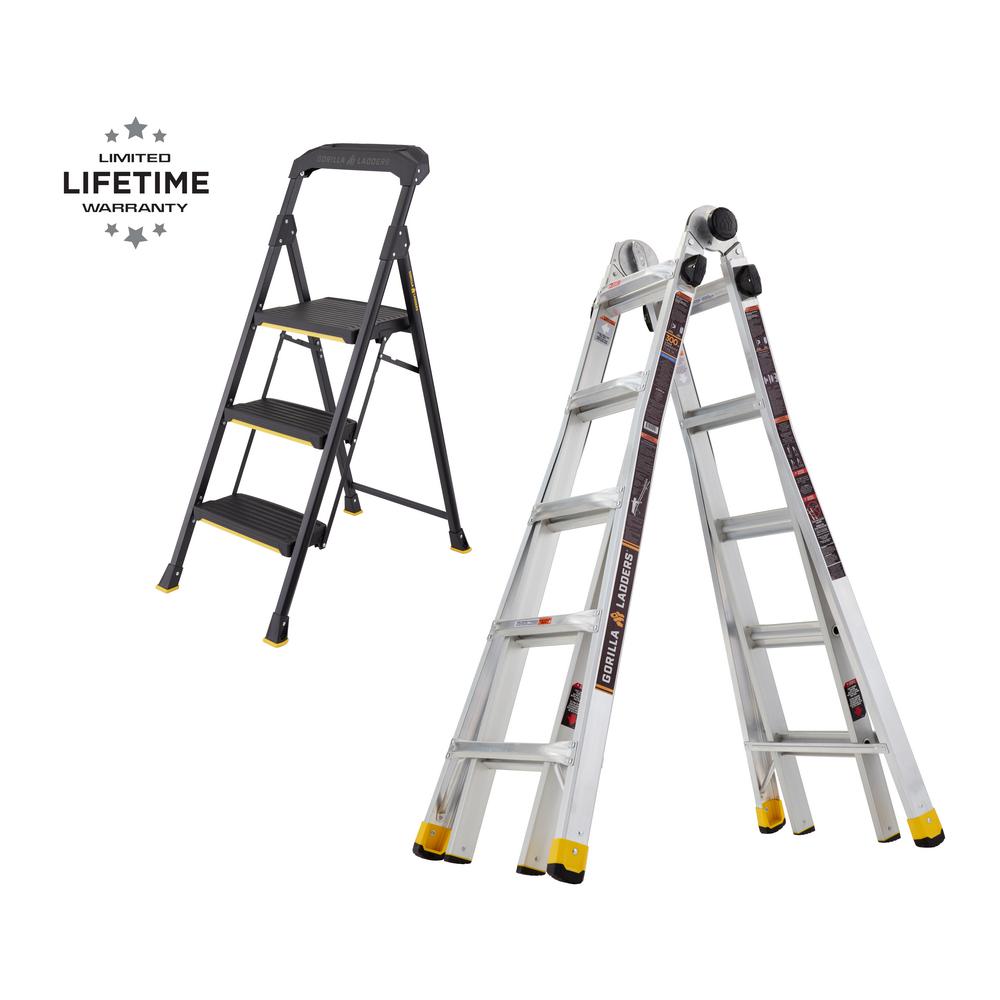 Gorilla Ladders 22 ft. Reach MultiPosition and 3Step ProGrade Steel