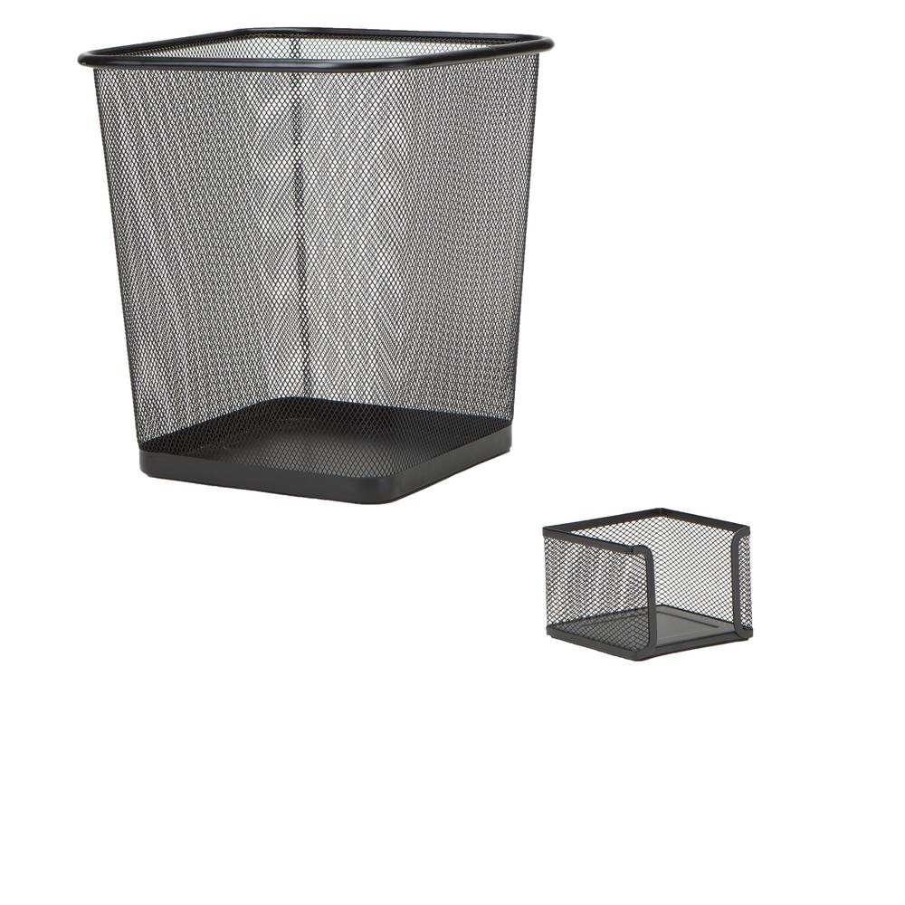 Mind Reader Metal Mesh Desk Organizer Set With Trash Can In Black 6 Mind Reader Metal Mesh Desk Organizer Set With Trash Can In Black 6 Pieces