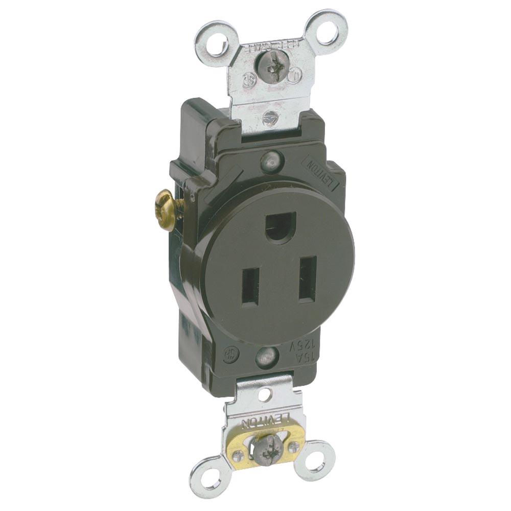 Leviton 15 Amp Industrial Grade Heavy Duty Self Grounding Single Outlet, Brown5251 The Home Depot