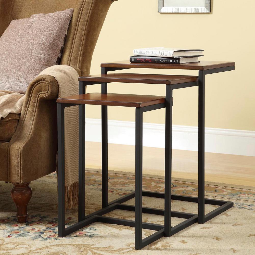 Carolina Cottage Addison Chestnut 3 Piece Nesting End Table Wss