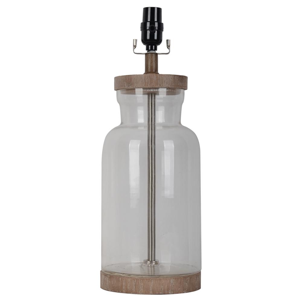 Mix and Match 18.50 in. H Light Natural Wood Fillable Glass Table Lamp Base
