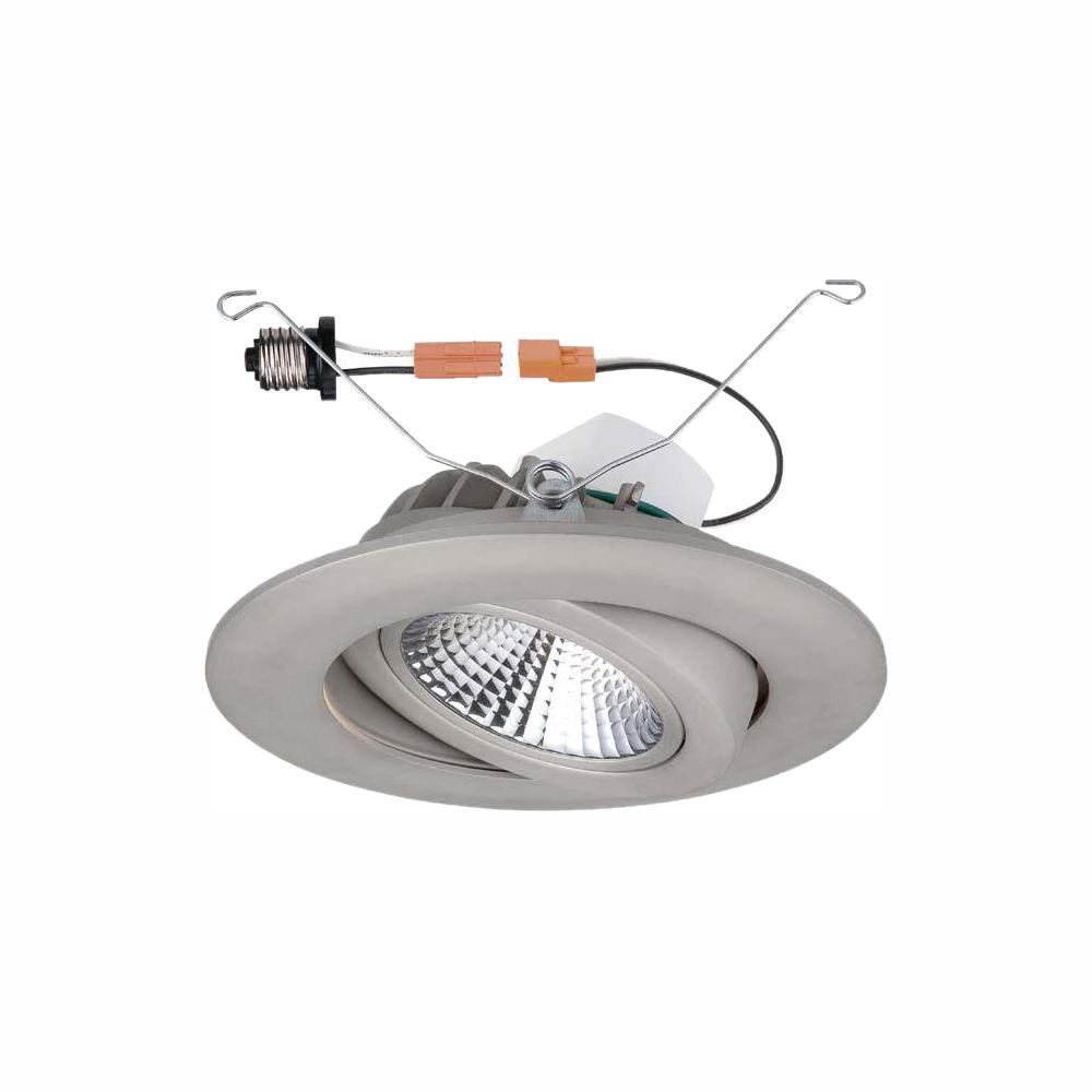 Commercial Electric 6 in Brushed Nickel Recessed LED Gimbal Trim Light Ceiling
