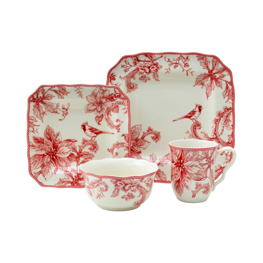 222 Fifth Christmas Lane Red 16 Piece Dinnerware Set 222 Fifth Christmas Lane Red 16 Piece Dinnerware Set