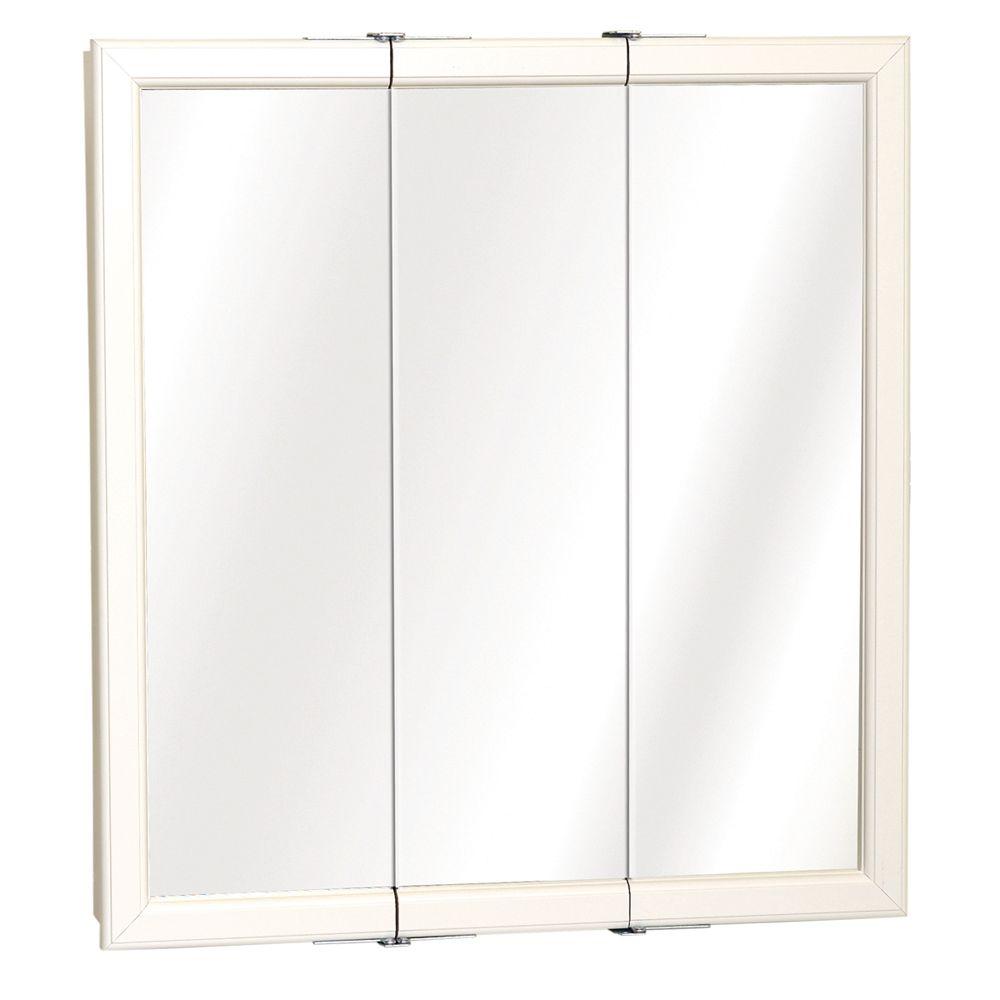 24 In X 26 In Surface Mount Tri View Mirrored Medicine Cabinet