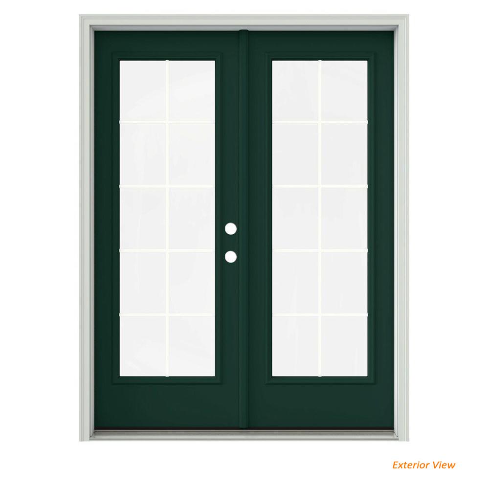 Screen Jeld Wen French Patio Door Doors Exterior 60 In X 80 Hartford Green Painted Steel Left Hand Inswing