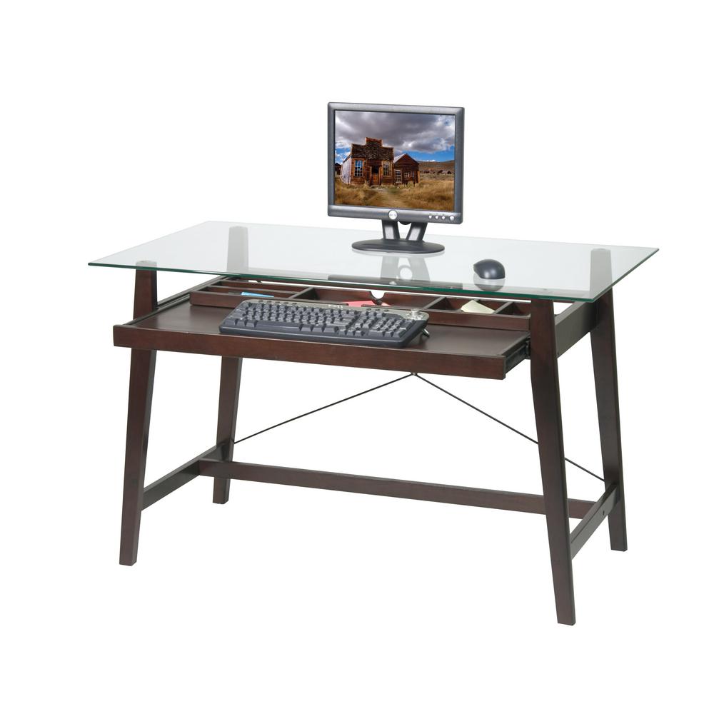 Glass Top And Espresso Base Desk