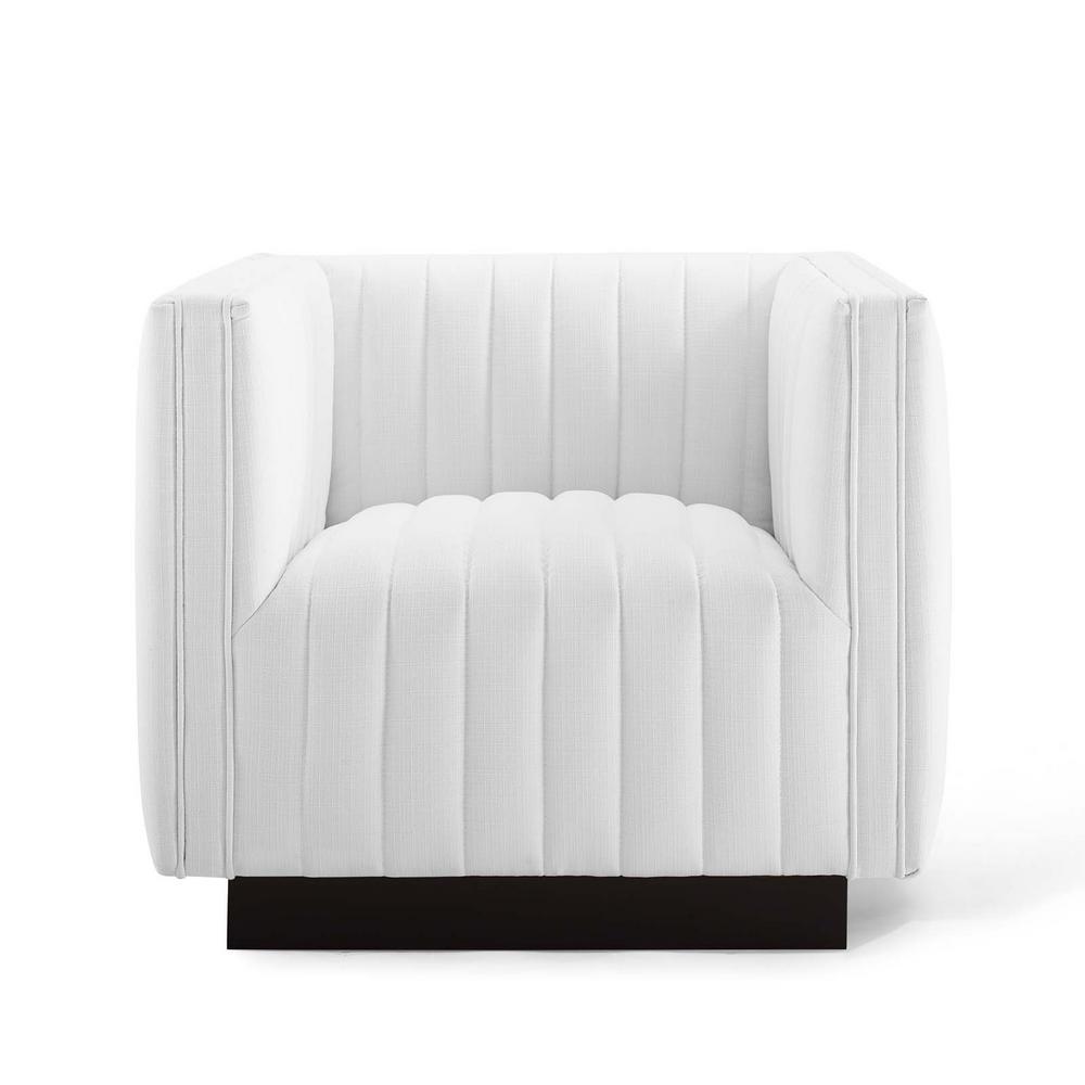 white upholstered armchair