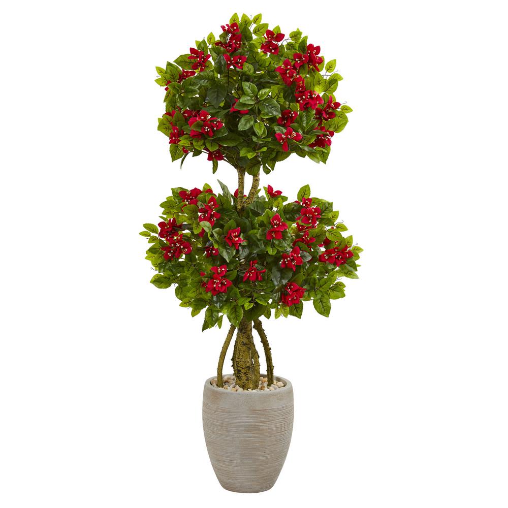 Artificial Plants Flowers The Home Depot 4 5 Ft High Indoor Outdoor Double Bougainvillea Topiary