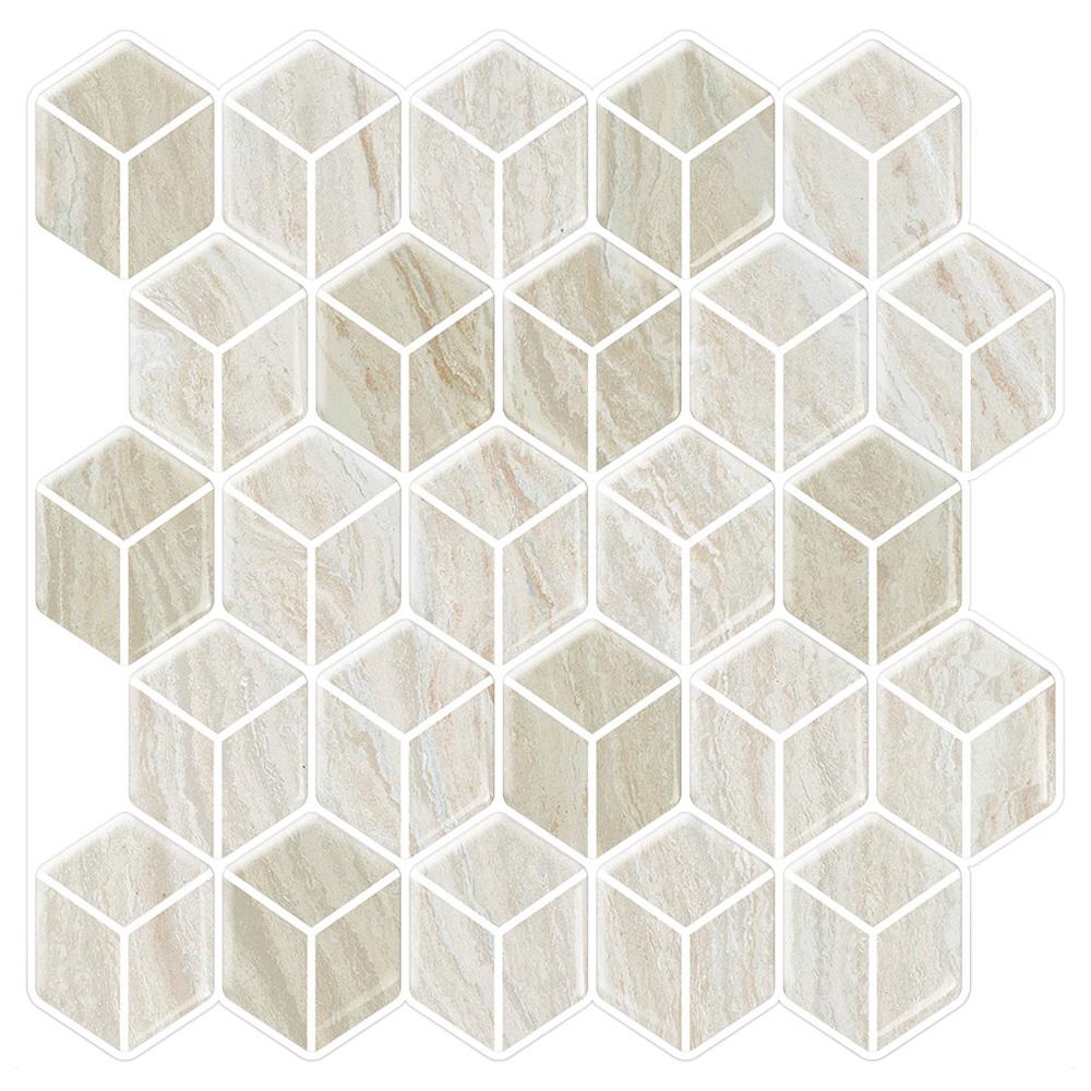 Tic Tac Tiles Cube Sabbia 10 In W X H Beige L And Stick Cube Sabbia 10 In W X H Beige L And Stick Decorative Mosaic Wall Tile Backsplash 6 Tiles