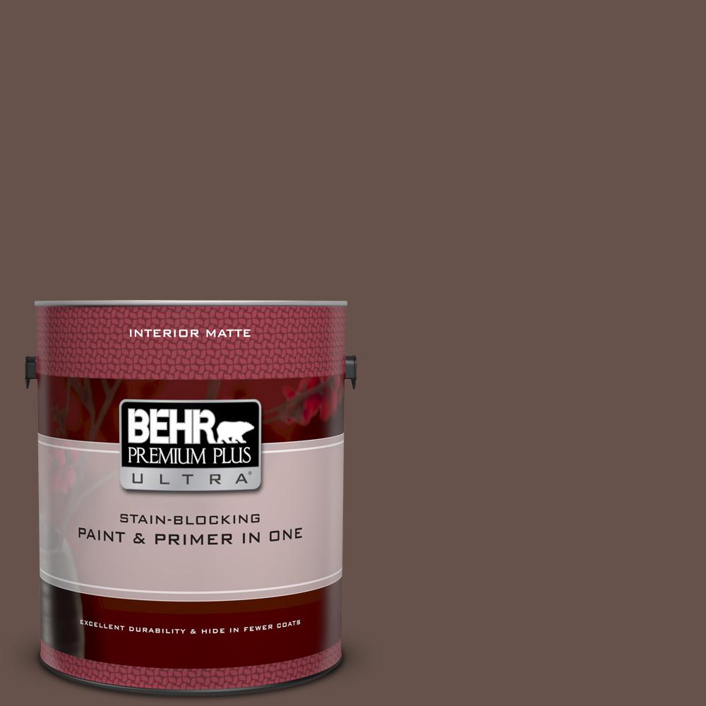 Behr Premium Plus Ultra 1 Gal Ul140 3 Chocolate Swirl Matte Ul140 3 Chocolate Swirl Matte Interior Paint And Primer In One