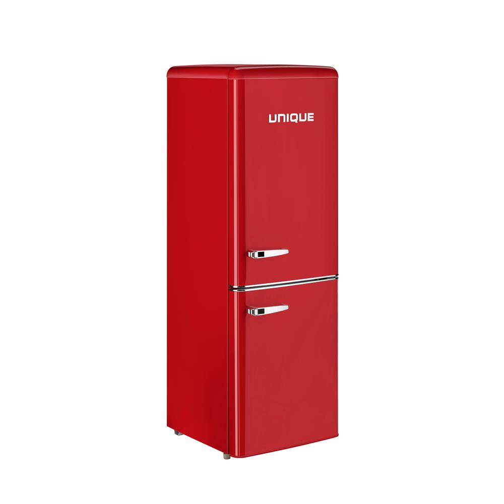 Unique Retro 21.6 in. 7 cu. Ft. Bottom Freezer Refrigerator in Red