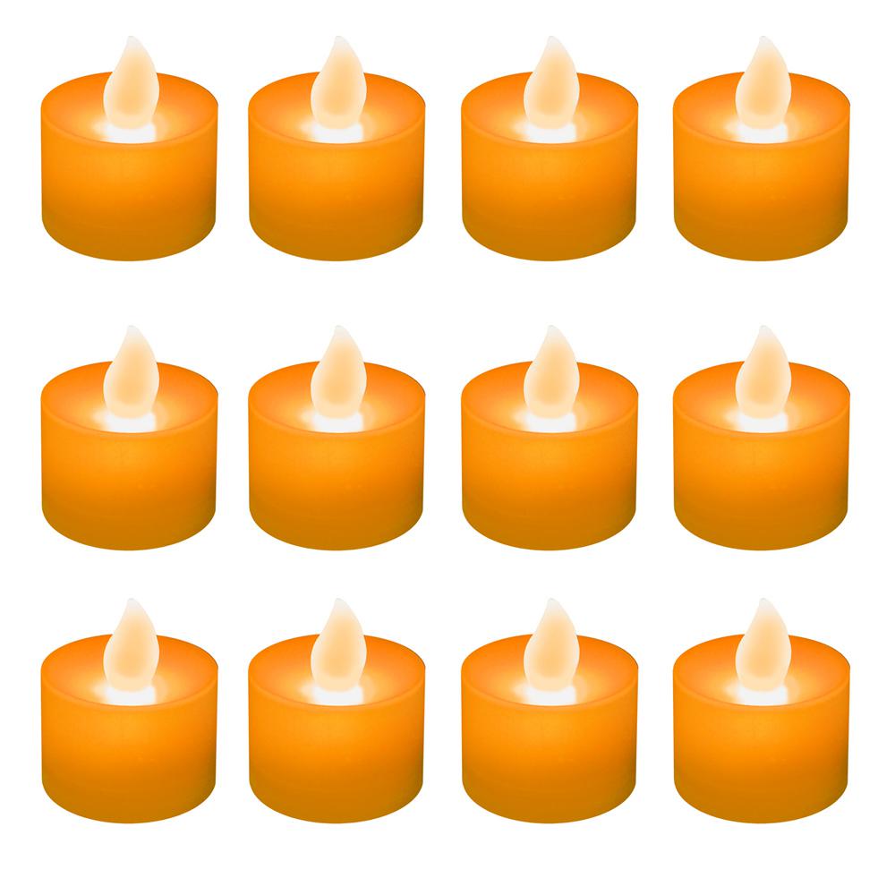 Lumabase Orange Led Tealights Box Of 12 80612 The Home Depot Orange Led Tealights Box Of 12