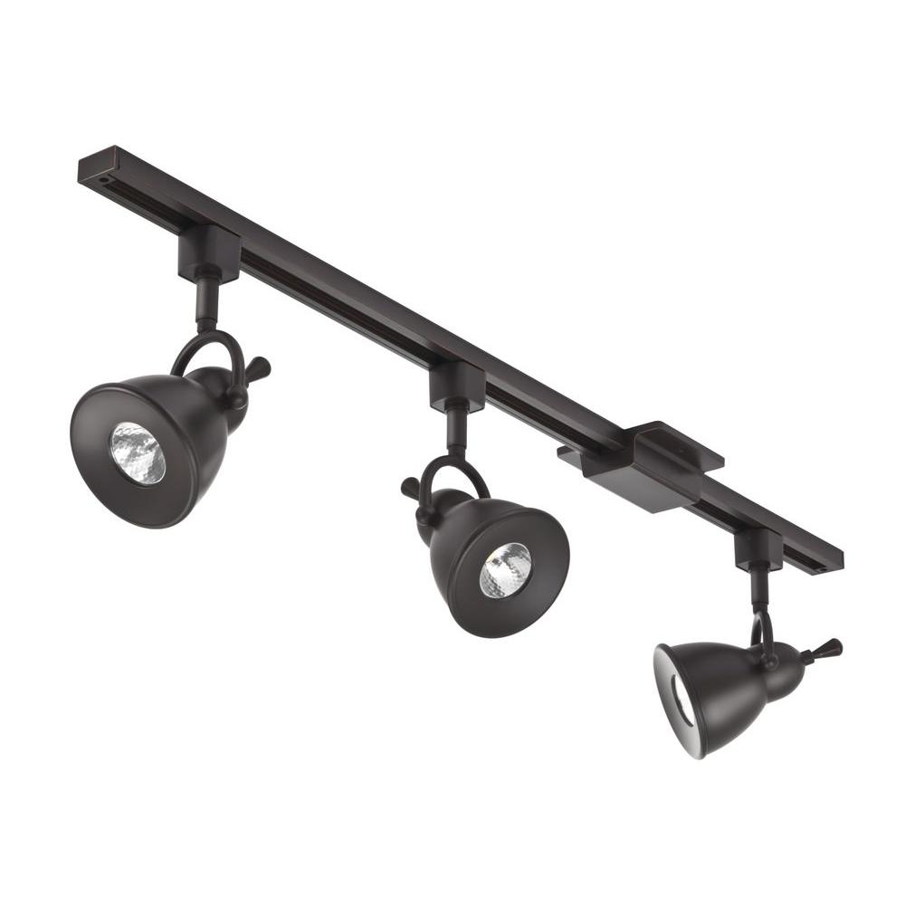 Globe Electric 4Light Antique Brass Sockets Track Lighting Kit with