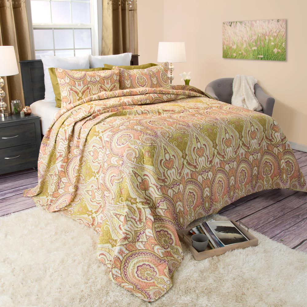 Lavish Home Ava Yellow Cotton Full and Queen Quilt6610045FQ The