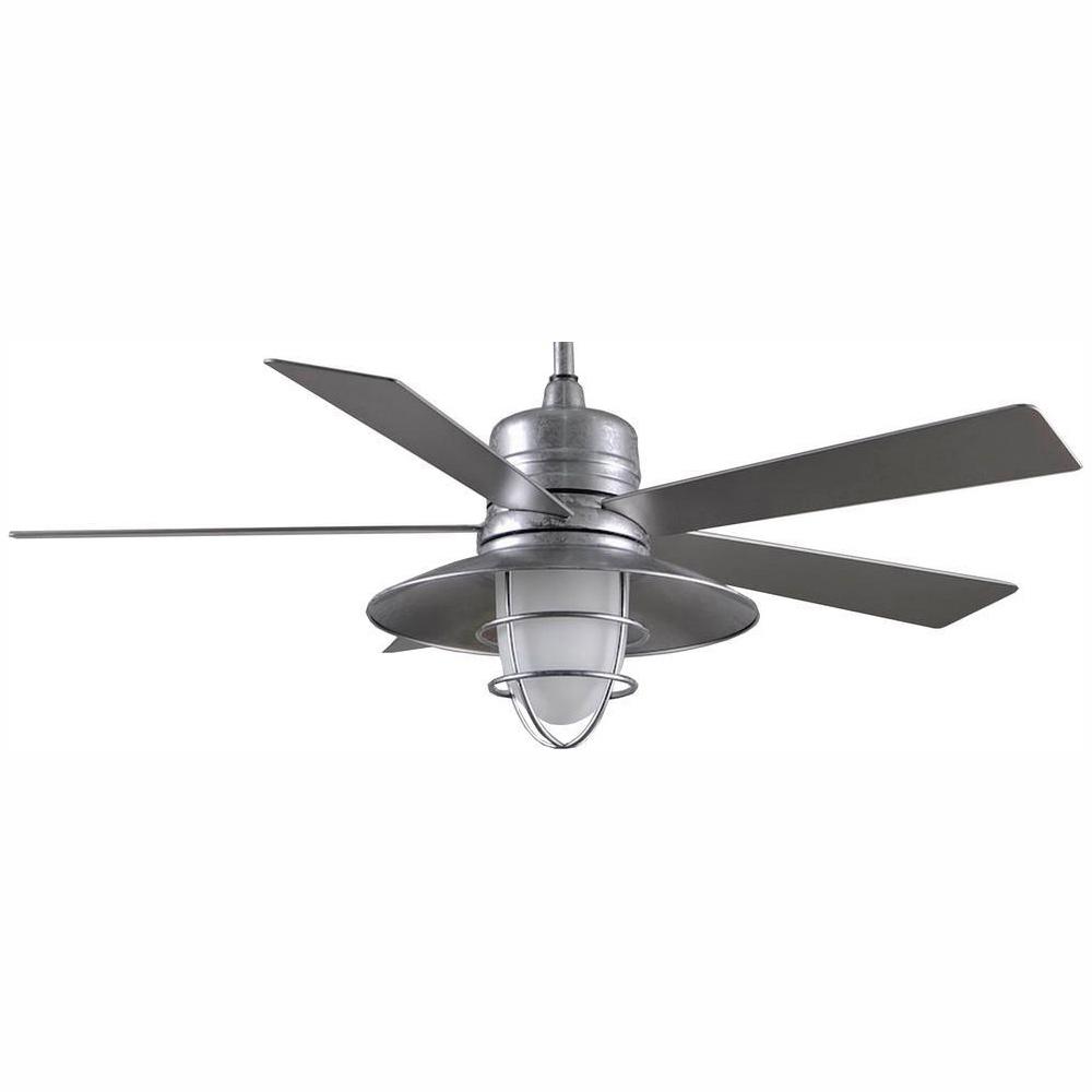 Grayton 54 In Led Indoor Outdoor Galvanized Ceiling Fan With Light Kit And Remote Control