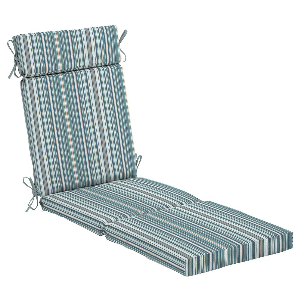 Chaise Lounge Cushions Outdoor The Home Depot Charleston Stripe Outdoor Chaise Lounge Cushion