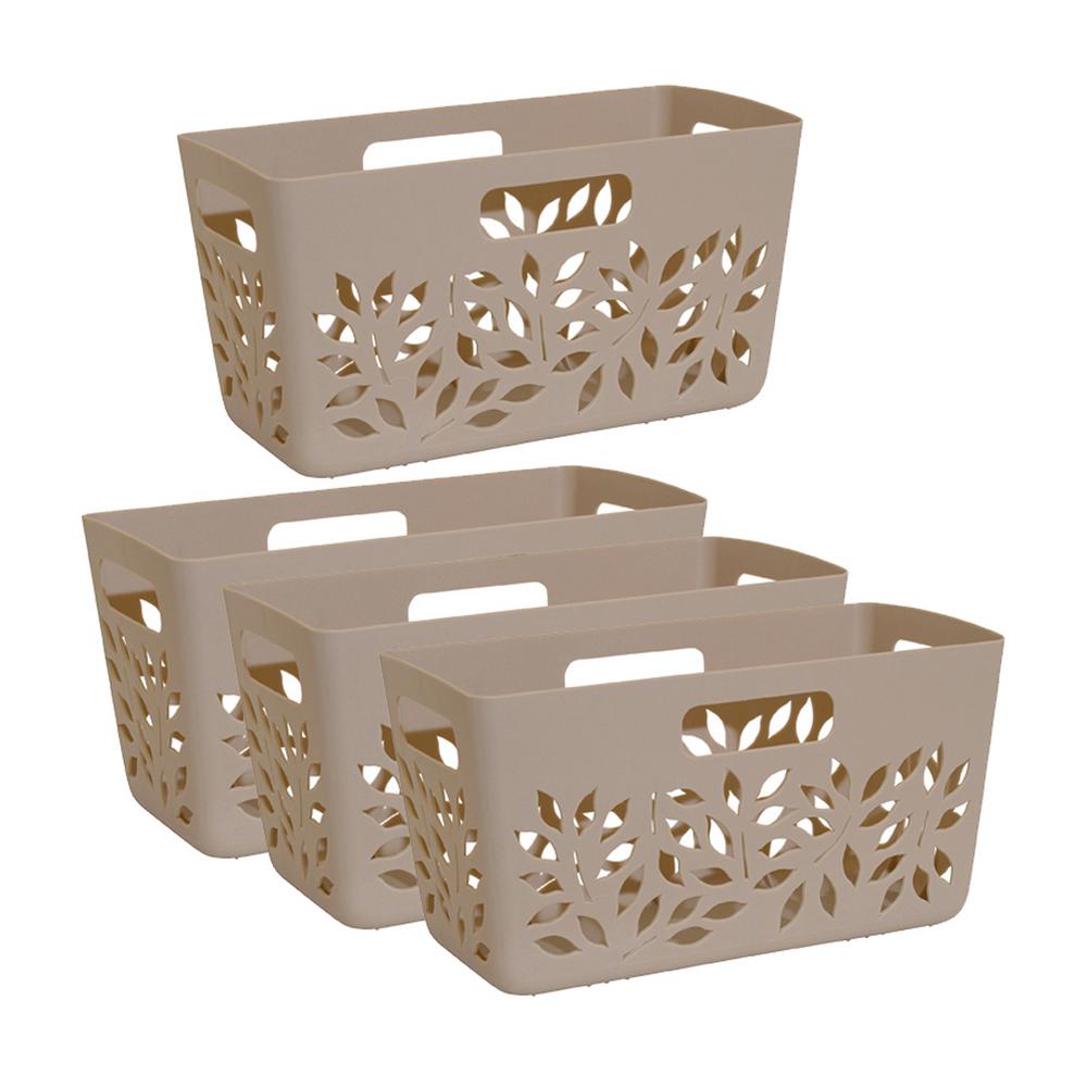 Hutzler Taupe Brown Plastic Pantry Basket 4Piece Set3283BR4 The