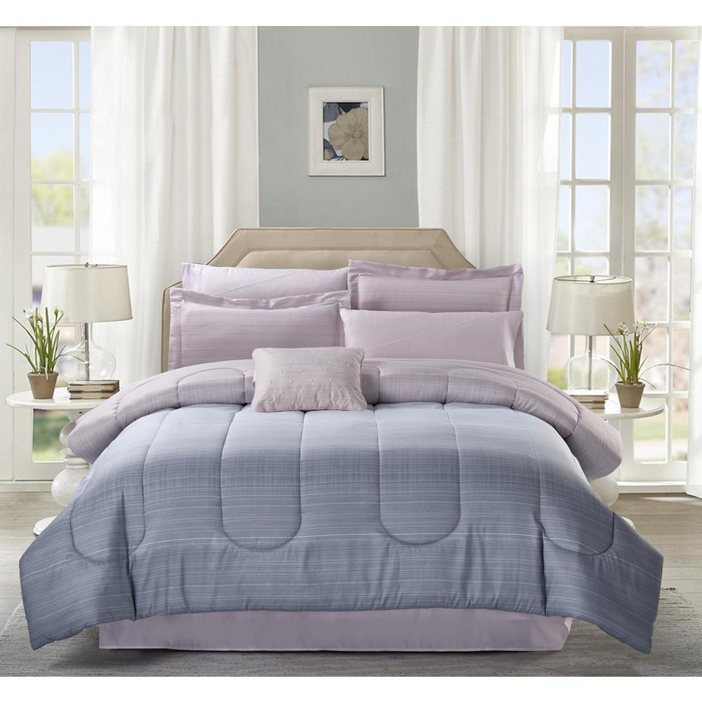 Brown Grey Sophia 9 Piece King Bed In Bag Set