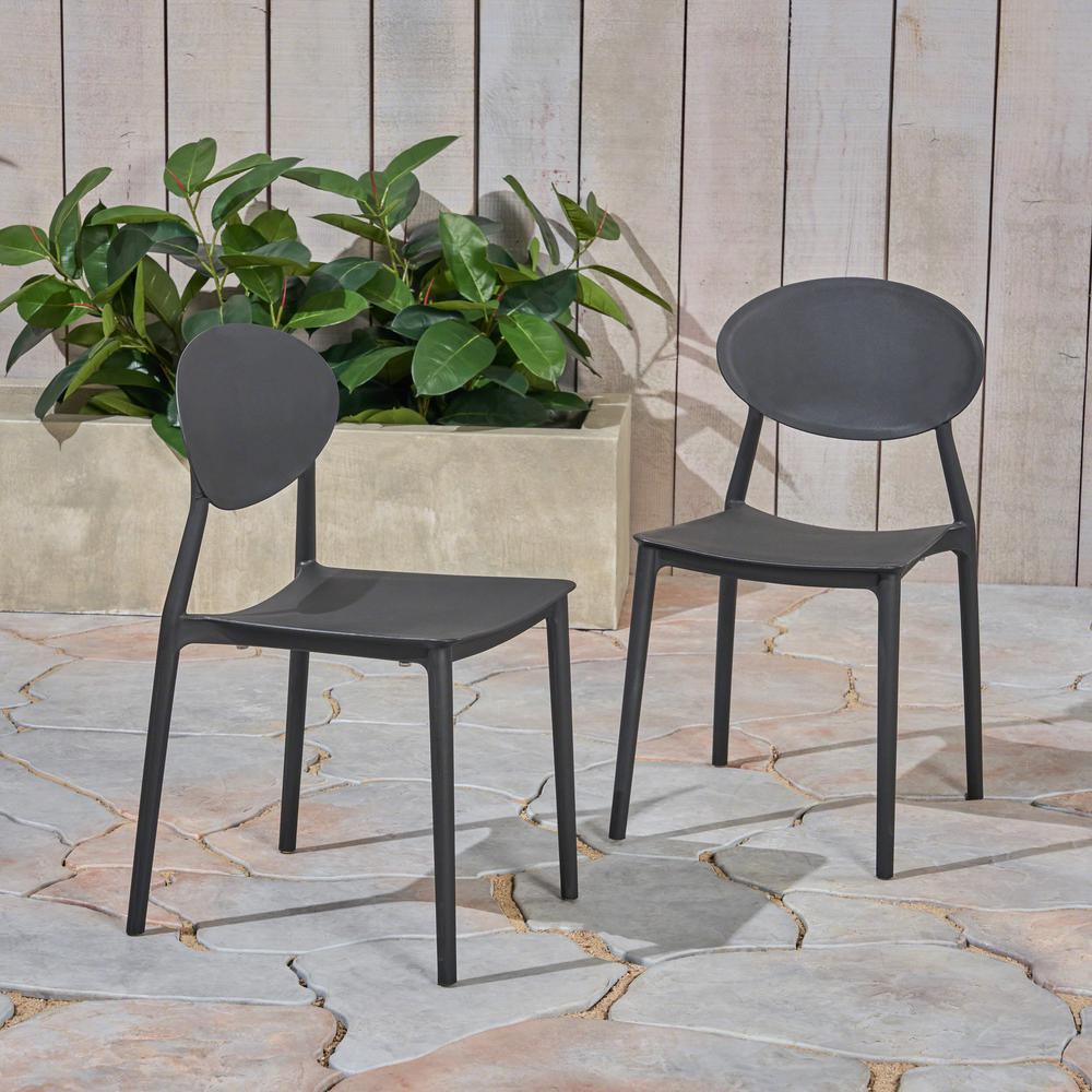 Le House Westlake Black Armless Plastic Outdoor Dining Chairs 2 Westlake Black Armless Plastic Outdoor Dining Chairs 2 Pack