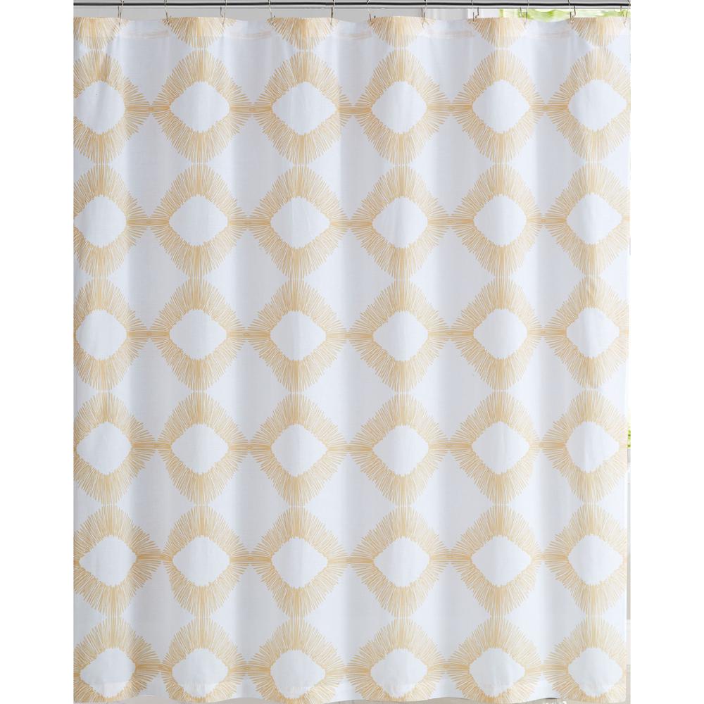 white and gold shower curtain