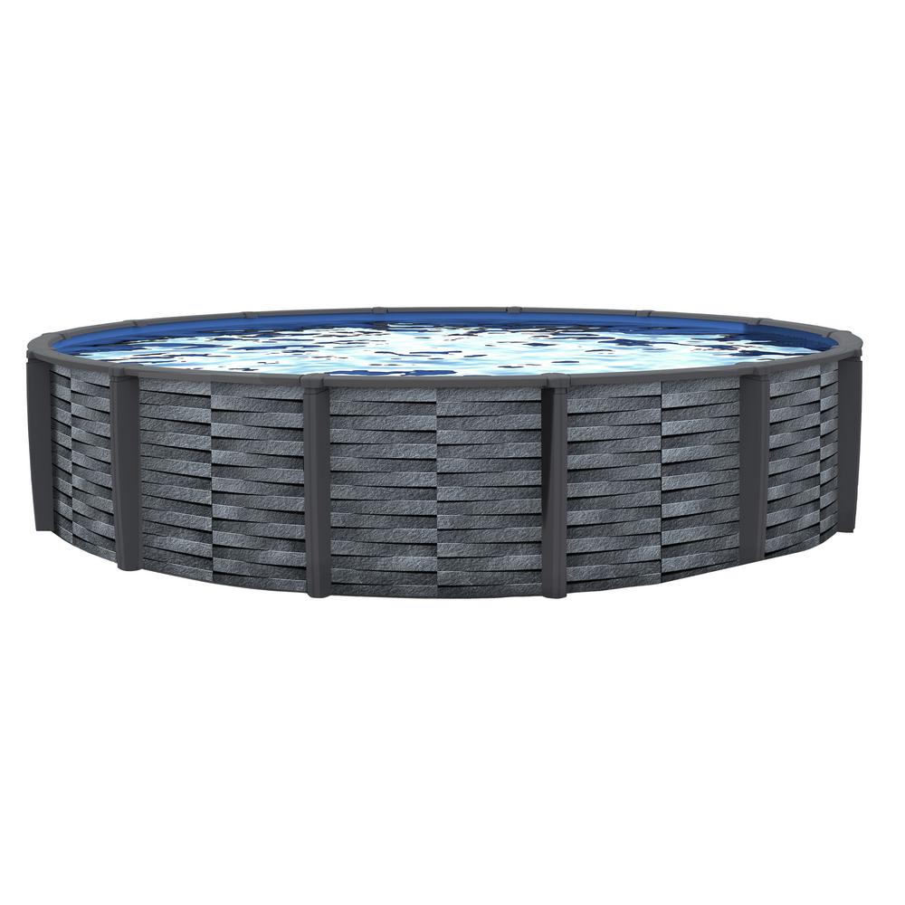 Blue Wave Affinity 30-ft Round 52-in Deep 7-in Top Rail Resin Swimming Pool Package