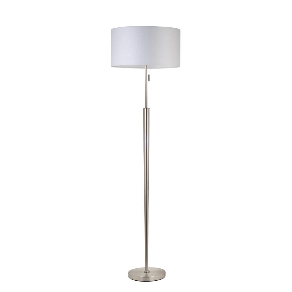 Hampton Bay 65 In Nickel Floor Lamp With White Shade Title 20
