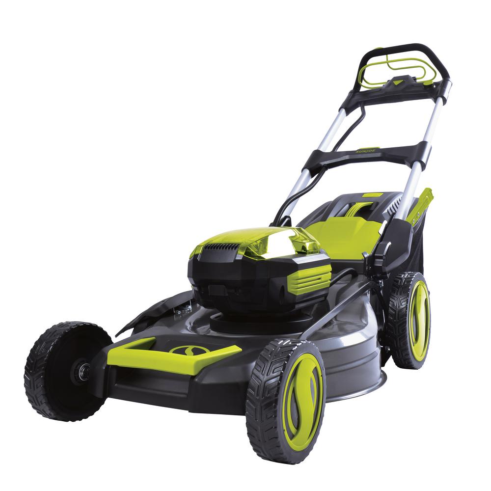 Sun Joe iON100V-21LM 100-Volt iONPRO Cordless Self Propelled Lawn Mower Kit, 21-Inch, W/ 5.0-Ah Battery and Charger