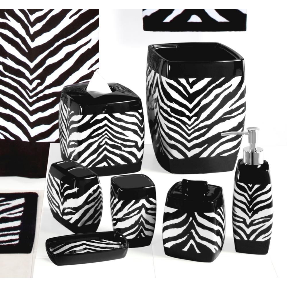 Zebra 7-Piece Ceramic Bath Accessory Set in Black/White