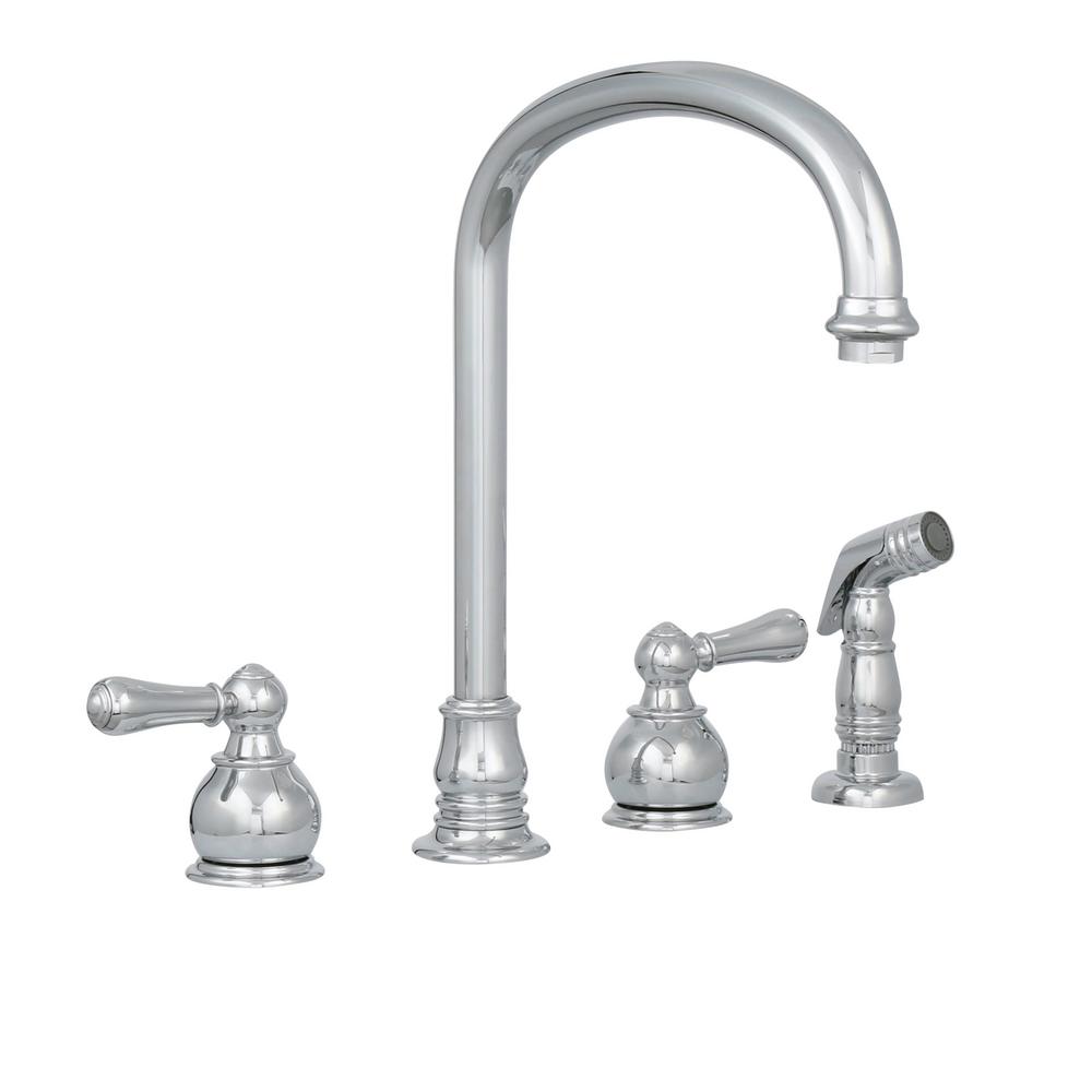 American Standard Hampton 2 Handle Kitchen Faucet With Side Sprayer In Brushed Nickel