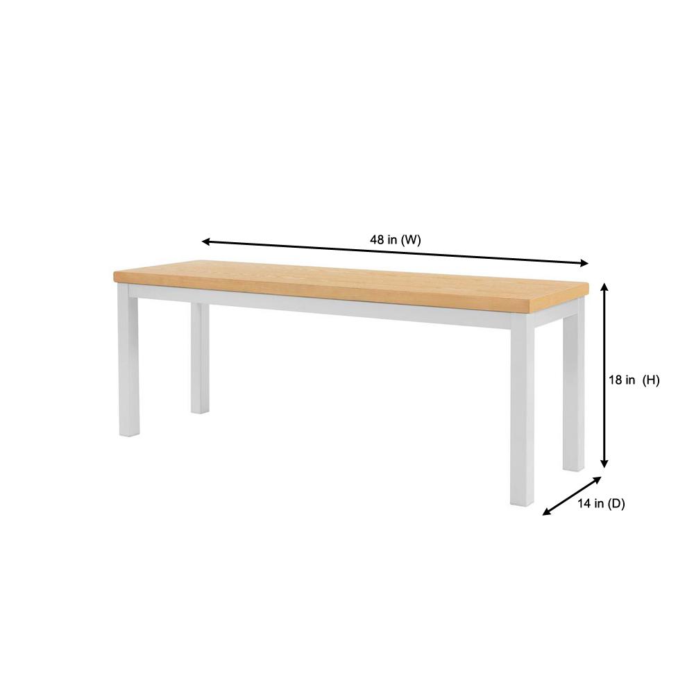 Stylewell Donnelly White Metal Backless Dining Bench With Natural Stylewell Donnelly White Metal Backless