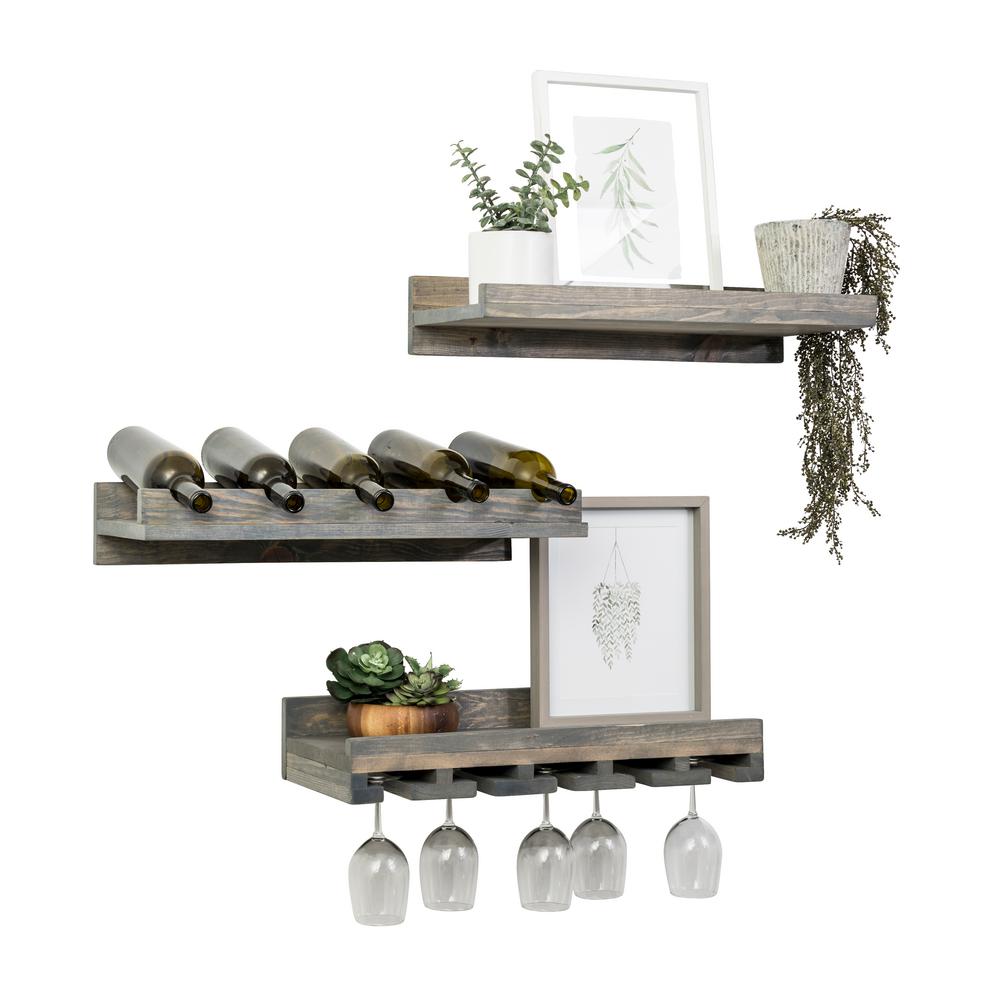 Del Hutson Designs Rustic Luxe 5 Bottle Gray Wood Wall Mounted