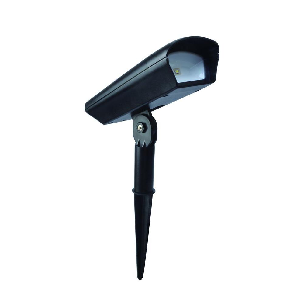 Moonrays Solar Powered 20 Lumen Black Outdoor Integrated Led Adjule Landscape Spot Light