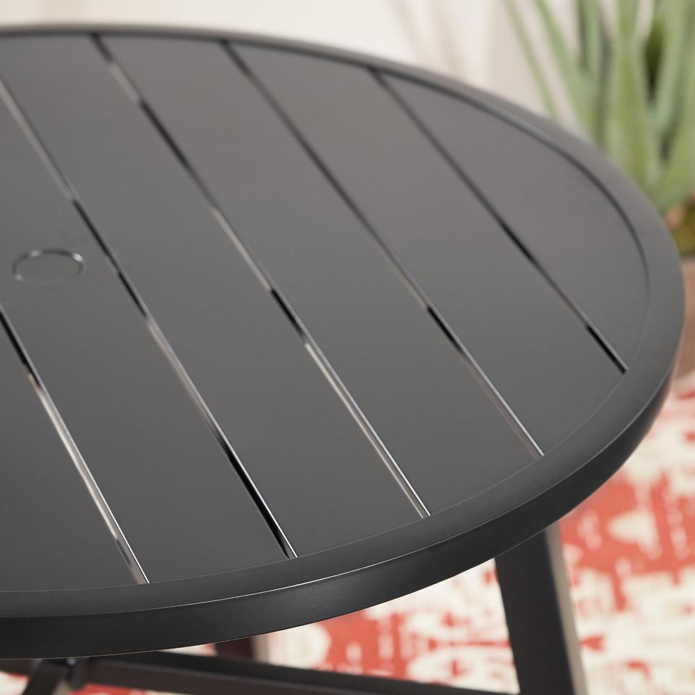 Hampton Bay High Garden 5 Piece Black Steel Padded Sling Slat Top Hampton Bay High Garden 5 Piece Black
