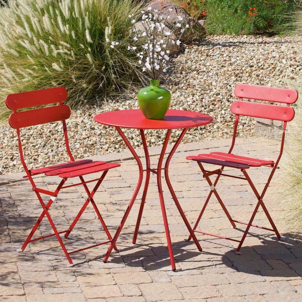 RST Brands Sol Red 3-Piece Patio Bistro Set-OP-BS3-SOL-R - The Home Depot