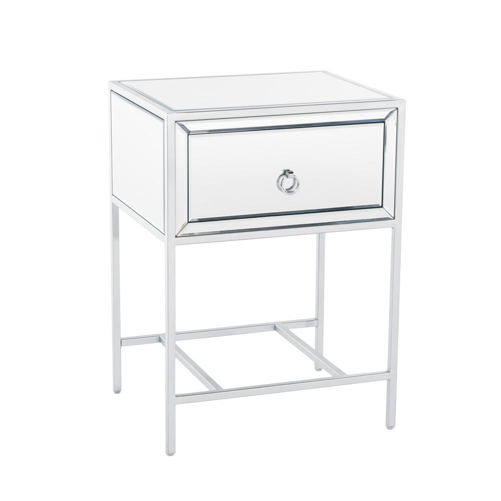 Noble House Inka Mirrored Single Drawer Side Table 7887   The Home 