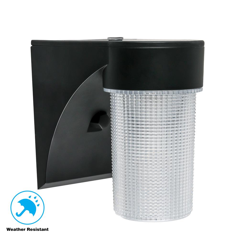 Water Resistant Defiant The Home Depot Black Outdoor Led Dusk To Dawn Wall Mount Area Flood Light